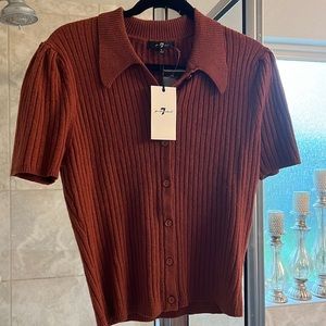 7 For All Mankind button up sweater blouse.